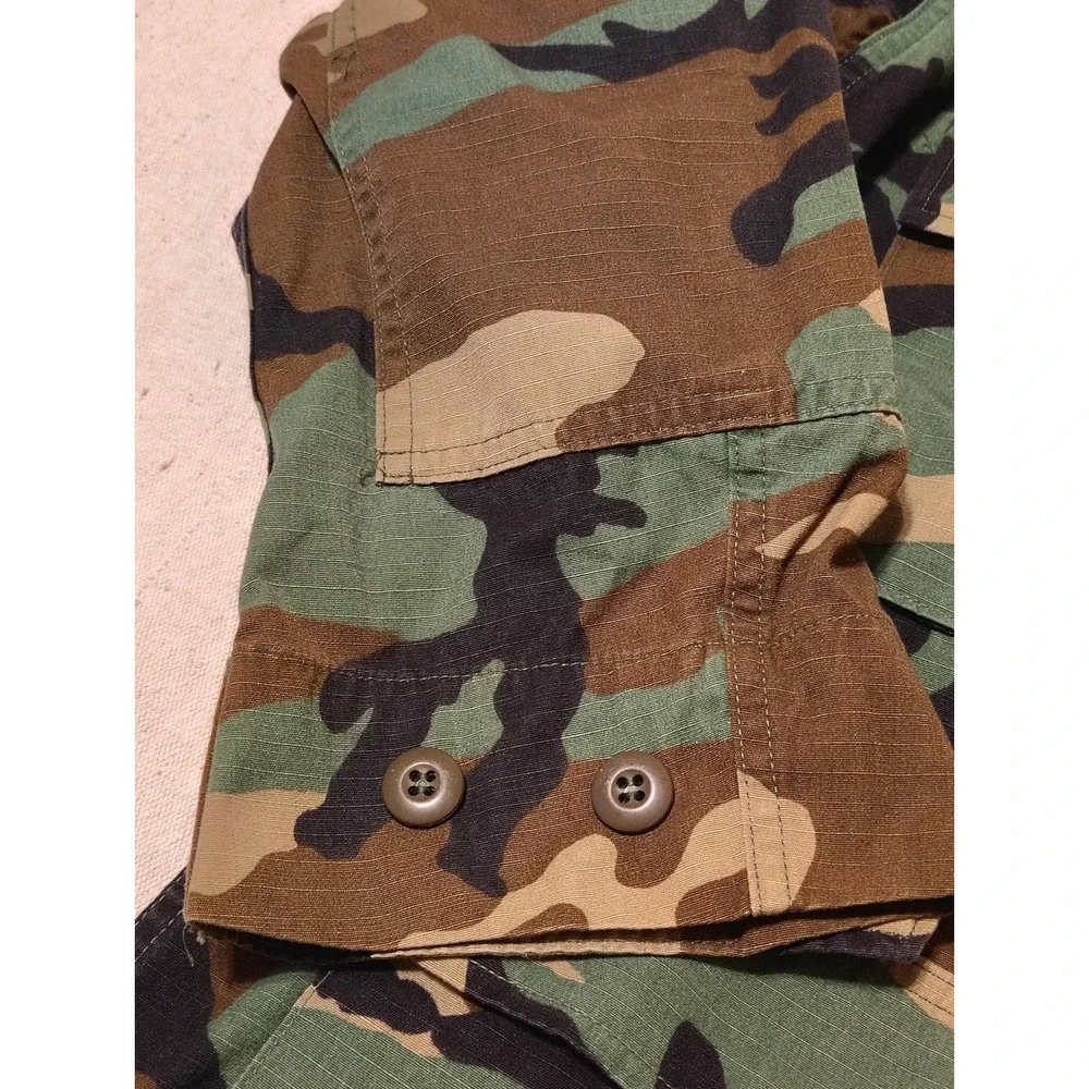 American Apparel Woodland Camouflage Combat Coat Ripstop Jacket Small Short
